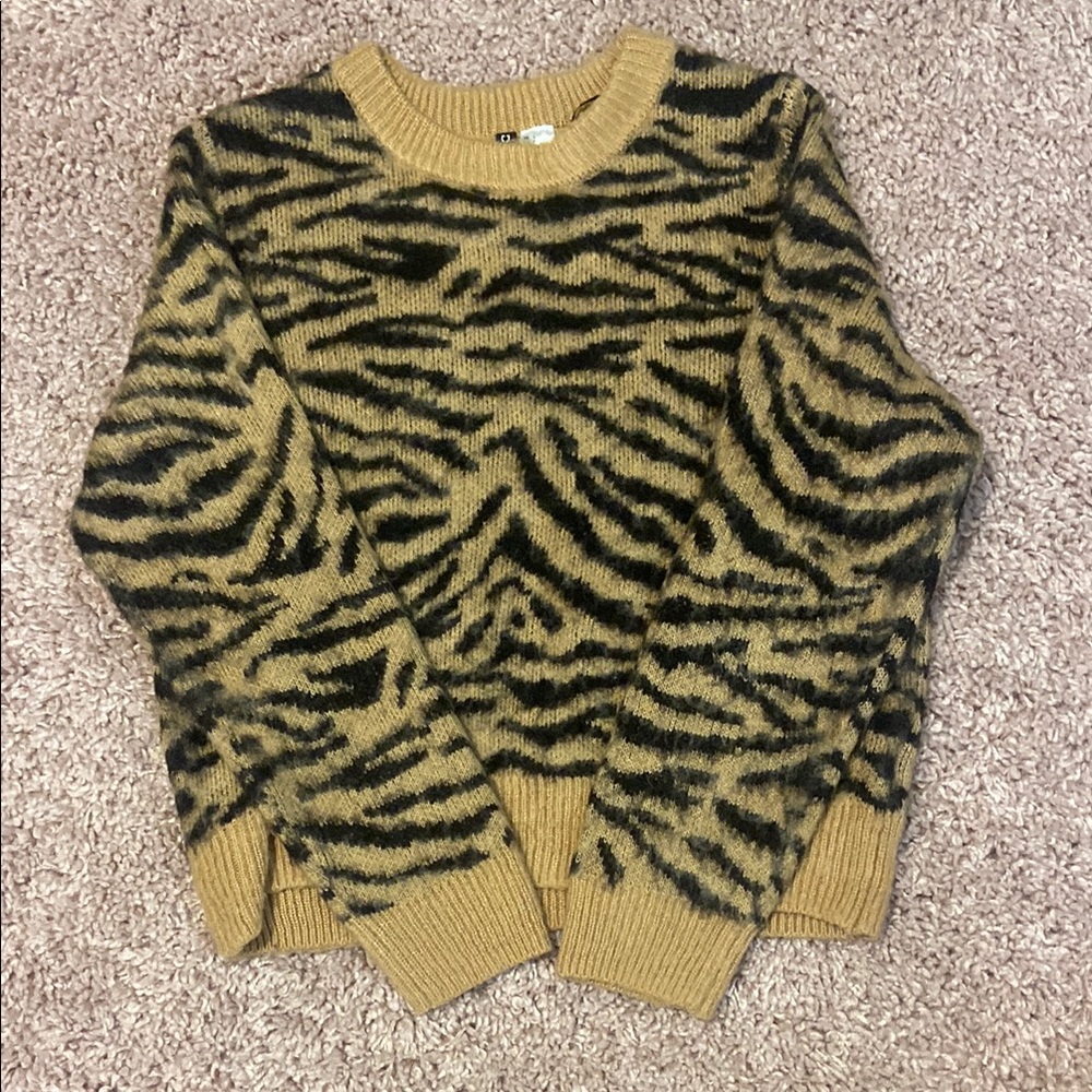 Tiger Print Sweater - Brown and Black